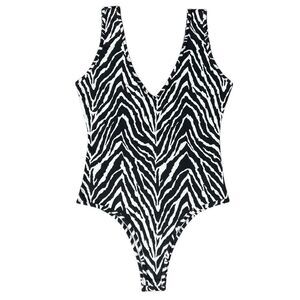 Sweet Generis Zebra Print Bodysuit Black White Size Small